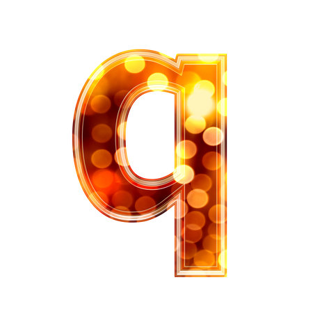 3d letter with glowing lights texture - qの写真素材
