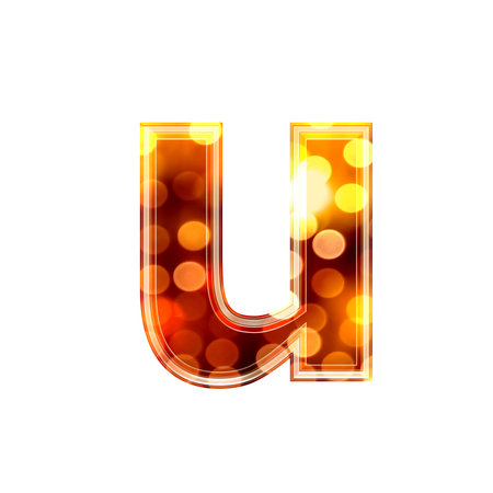 3d letter with glowing lights texture - Uの写真素材