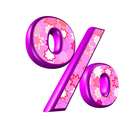 3d pink percent sign isolated on white backgroundの写真素材