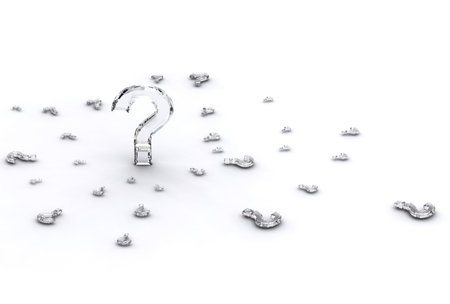 Glass interrogation points on white background