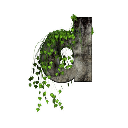green ivy on 3d stone letter - dの写真素材