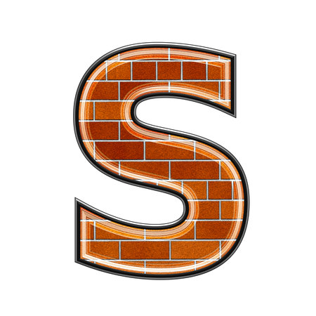 abstract 3d letter with brick wall texture - Sの写真素材