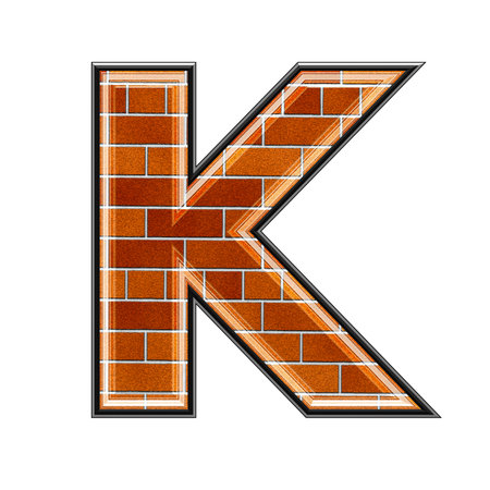 abstract 3d letter with brick wall texture - Kの写真素材