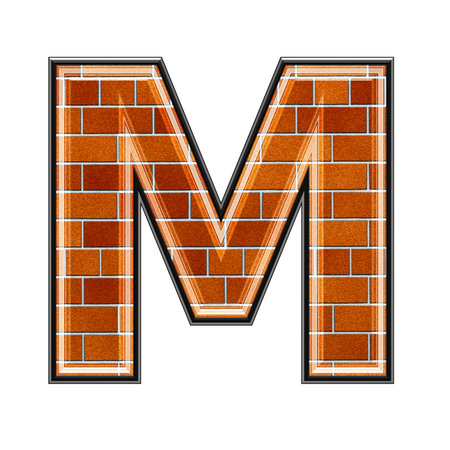 abstract 3d letter with brick wall texture - Mの写真素材