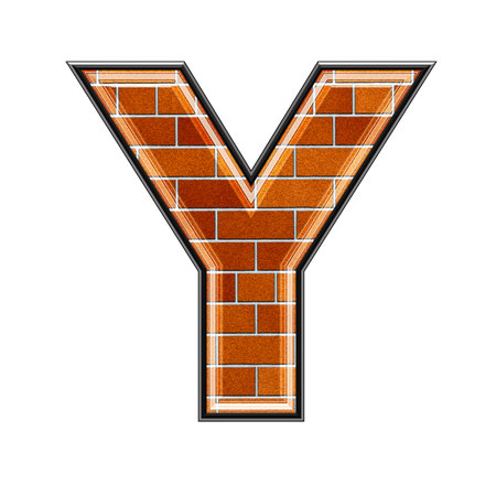 abstract 3d letter with brick wall texture - Yの写真素材