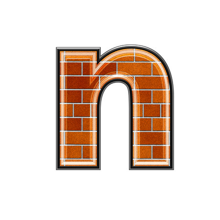 abstract 3d letter with brick wall texture - Nの写真素材