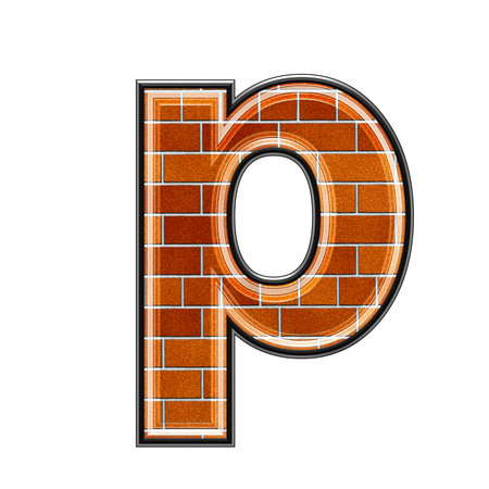 abstract 3d letter with brick wall texture - Pの写真素材
