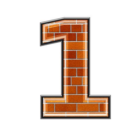abstract 3d digit with brick wall texture - 1の写真素材