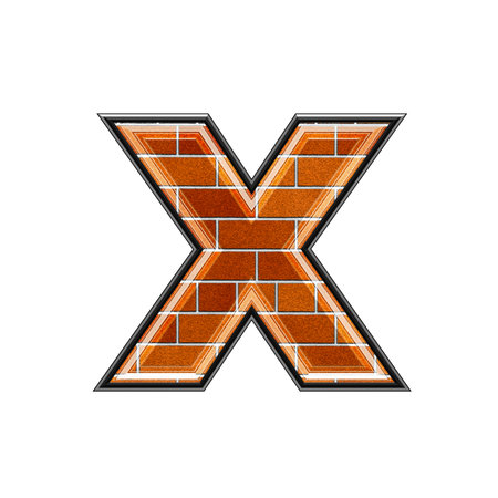 abstract 3d letter with brick wall texture - Xの写真素材