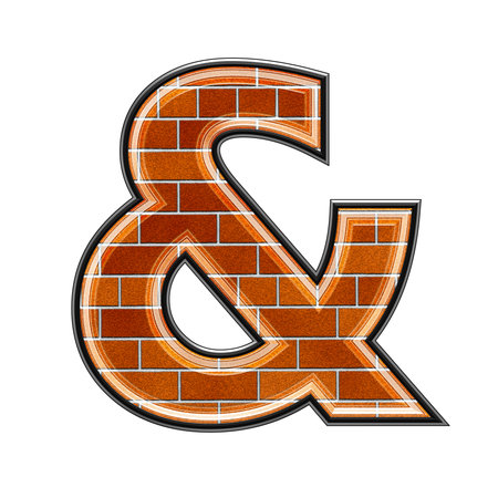abstract 3d sign with brick wall texture - &の写真素材
