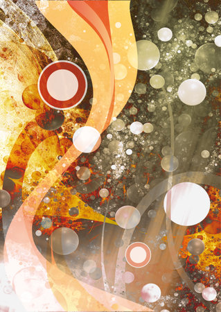 Abstract background with spheres and fractal patternsの写真素材