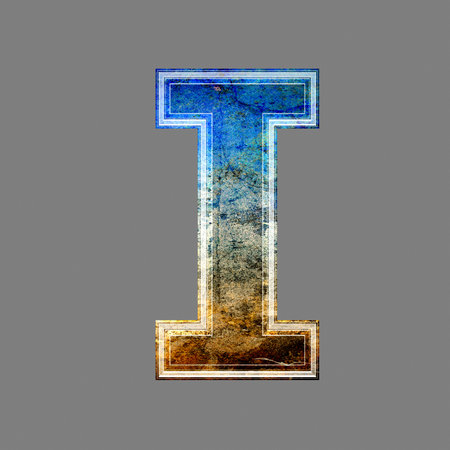 grunge 3d  letter isolated on grey background - Iの写真素材