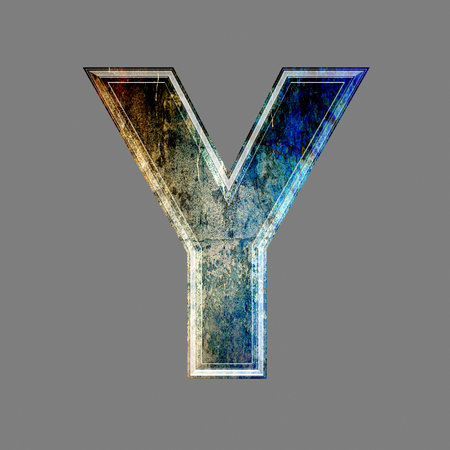 grunge 3d  letter isolated on grey background - Yの写真素材