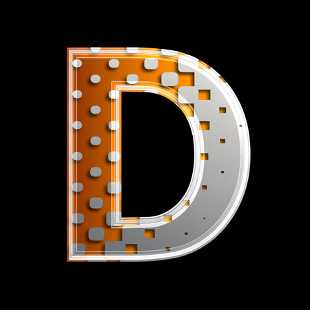 halftone 3d letter isolated on black background - Dの写真素材