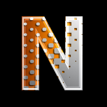 halftone 3d letter isolated on black background - Nの写真素材