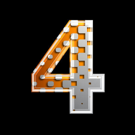 Halftone 3d digit isolated on black background - 4の写真素材