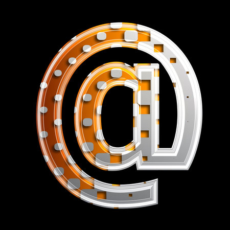 Halftone 3d sign isolated on a black backgroundの写真素材