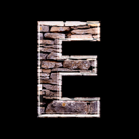 Stone wall 3d letter eの写真素材
