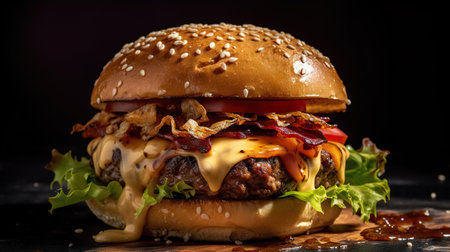 Juicy Hamburger Delight - Generative AIの素材