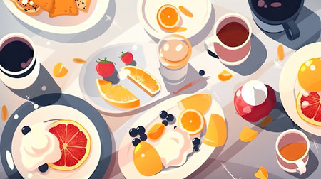 Healthy breakfast illustration - Generative AIの素材