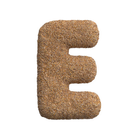 Sand letter E - Capital 3d beach font - Holidays, travel or ocean conceptsの写真素材