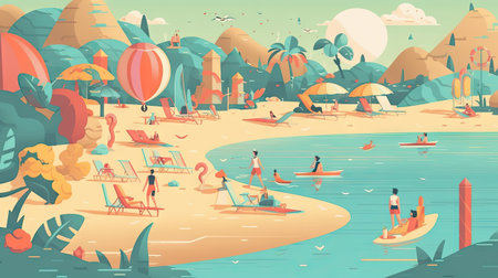 summer background, beach and sea, generative AI - AI generatedの素材