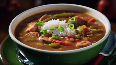 Louisiana Comfort Food traditional Gumbo, Generative AIの素材