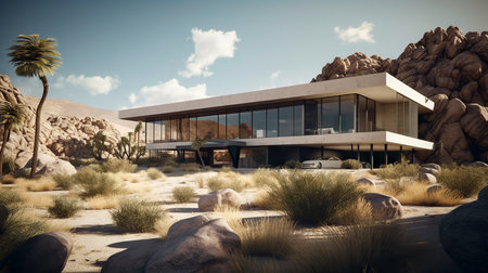 Modern Villa - Generative AI - AI generatedの素材