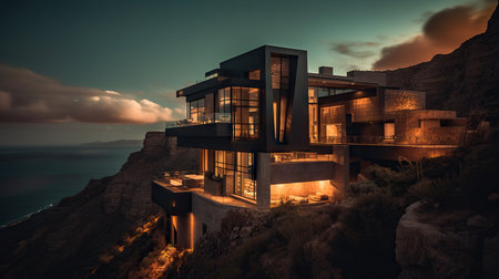 Modern Villa - Generative AI - AI generatedの素材