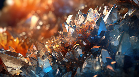 Amazing macro closeup of geometric crystal structure - generative AI, AI generatedの素材