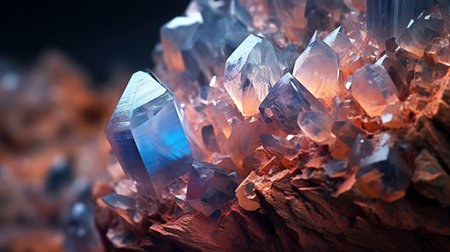 Amazing macro closeup of geometric crystal structure - generative AI, AI generatedの素材