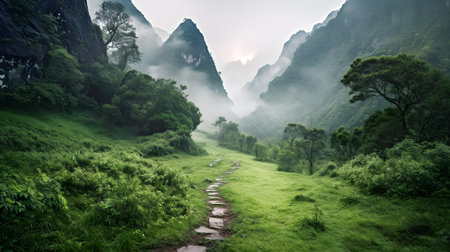 Landscape photography beautiful mountains valleys - generative AIの素材