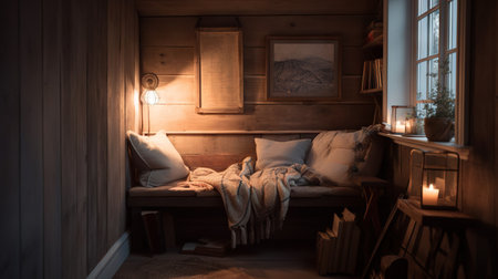 Cozy Reading Nook, generative AI, AI generatedの素材
