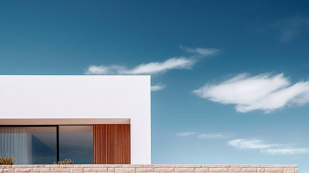 modern house against blue sky - minimalist style - Generative AIの素材