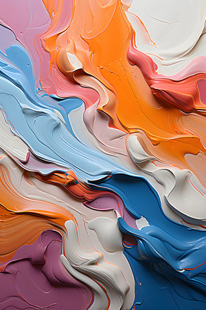 Colored abstract painting with dense brush strokes and a variety of shapes and patterns - generative AIの素材