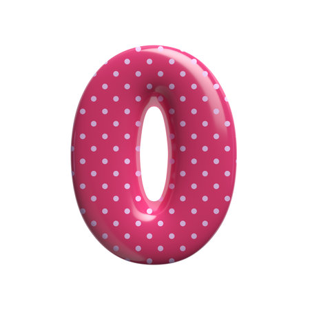 Polka dot number 0 - 3d pink retro digit - Suitable for Fashion, retro design or decoration related subjectsの写真素材