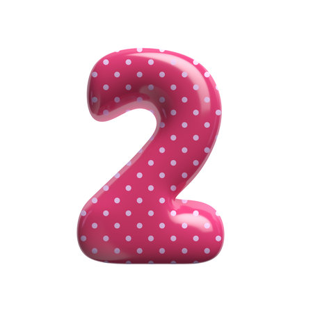 Polka dot number 2 - 3d pink retro digit - Suitable for Fashion, retro design or decoration related subjectsの写真素材