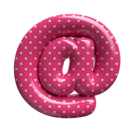 Polka dot email sign - 3d at sign pink retro symbol - Suitable for Fashion, retro design or decoration related subjectsの写真素材