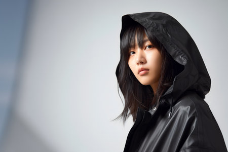Stylish Woman with Hooded Jacketの素材