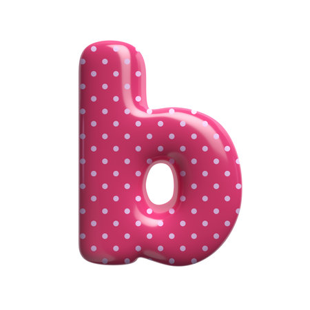 Polka dot letter B - Lower-case 3d pink retro font - Suitable for Fashion, retro design or decoration related subjectsの写真素材