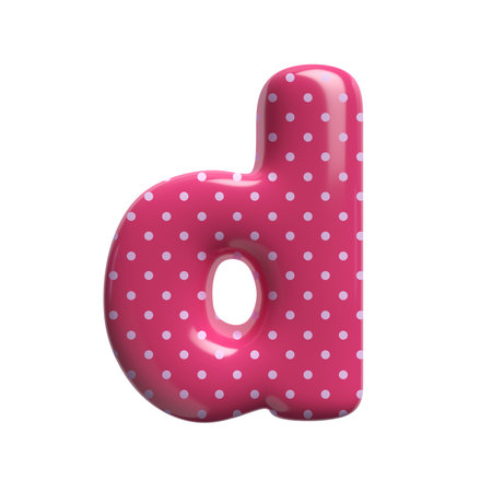 Polka dot letter D - Lowercase 3d pink retro font - Suitable for Fashion, retro design or decoration related subjectsの写真素材