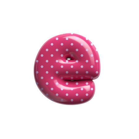Polka dot letter E - Lower-case 3d pink retro font - Suitable for Fashion, retro design or decoration related subjectsの写真素材