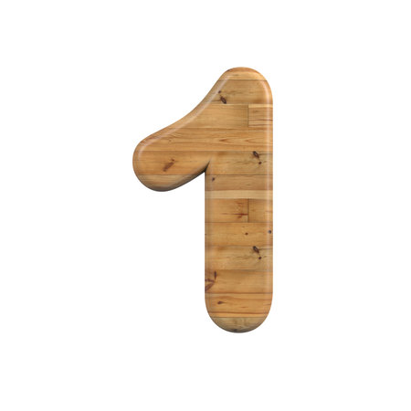 Wood number 1 - 3d pine digit - Suitable for Decoration, nature or wood related subjectsの写真素材