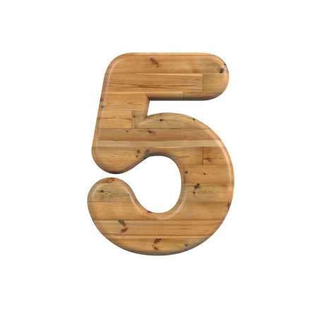 Wood number 5 - 3d pine digit - Suitable for Decoration, nature or wood related subjectsの写真素材