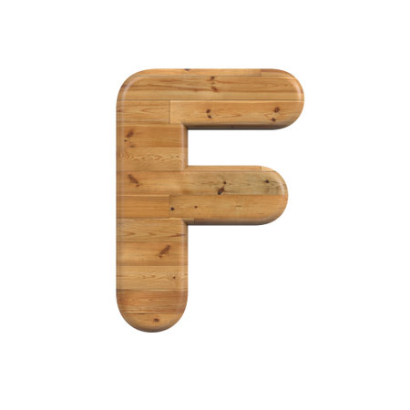 Wood letter F - Upper-case 3d pine font - suitable for Decoration, nature or wood related subjectsの写真素材