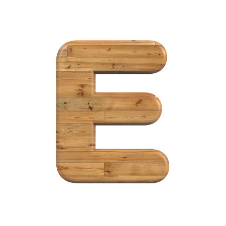 Wood letter E - Capital 3d pine font - suitable for Decoration, nature or wood related subjectsの写真素材