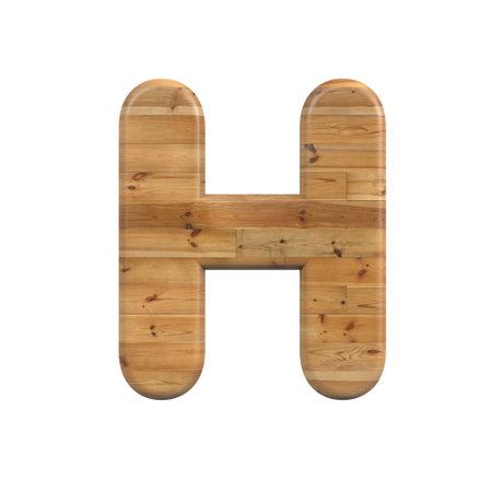 Wood letter H - Upper-case 3d pine font - suitable for Decoration, nature or wood related subjectsの写真素材