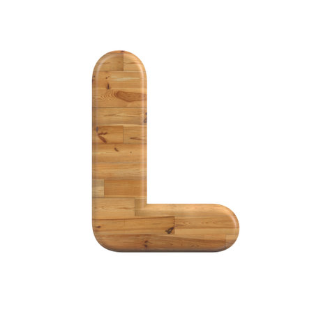 Wood letter L - Capital 3d pine font - suitable for Decoration, nature or wood related subjectsの写真素材