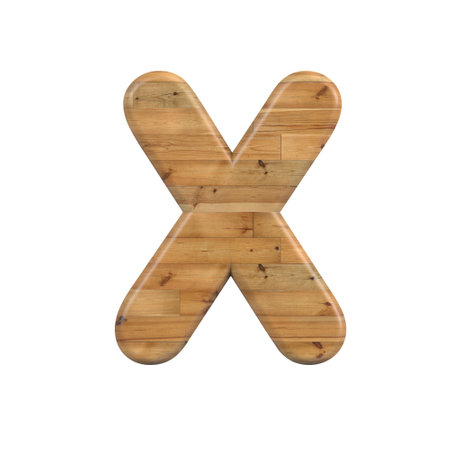 Wood letter X - Upper-case 3d pine font - suitable for Decoration, nature or wood related subjectsの写真素材