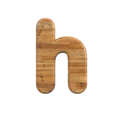 Wood letter H - Lower-case 3d pine font - Suitable for Decoration, nature or wood related subjectsの写真素材